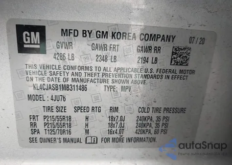 2021 Buick Encore Fwd Preferred z USA, uszkodzony, nr VIN KL4CJASB1MB311486